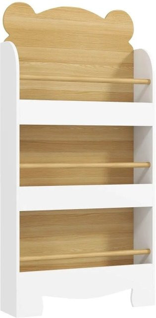 AIYAPLAY Kinderregal aus Kiefernholz und MDF mit 3 Ablagen, Weiß, H: 110 cm, B: 15 cm, T: 10 cm - Bild 1