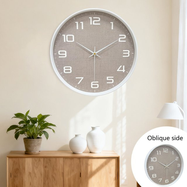 P.Chuang Runde Wanduhr im Nordischen Stil, Lautlos und Analog, mit Großen Ziffern für Zuhause und Büro - Bild 1