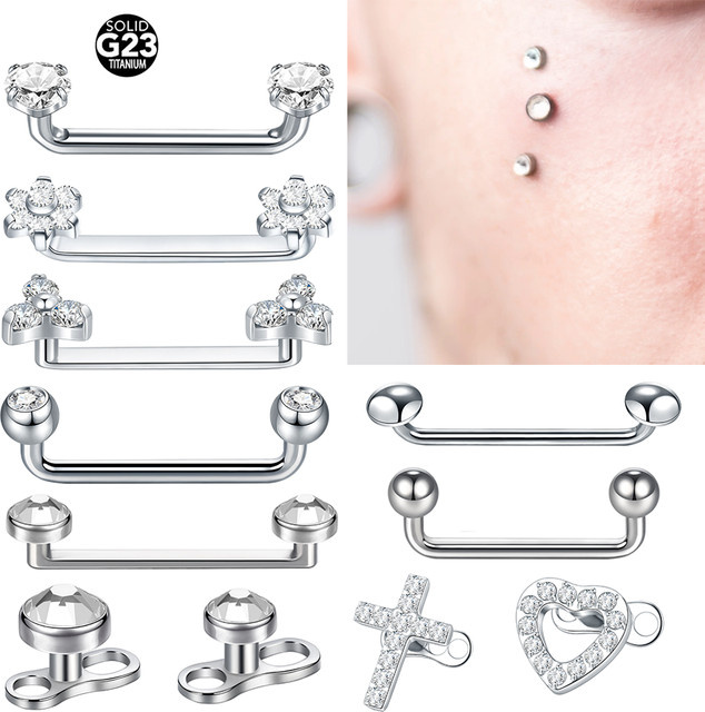 WTX Piercing Barbell, Titan, Herz, Zirkonia, Silber, Unisex - Bild 1