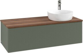 V&B Waschtischunterschrank Antao mit Frontstruktur und Beleuchtung, Farbe: Weiß/Grau, B/T/H: 120 x 50 x 50 cm - Bild 1