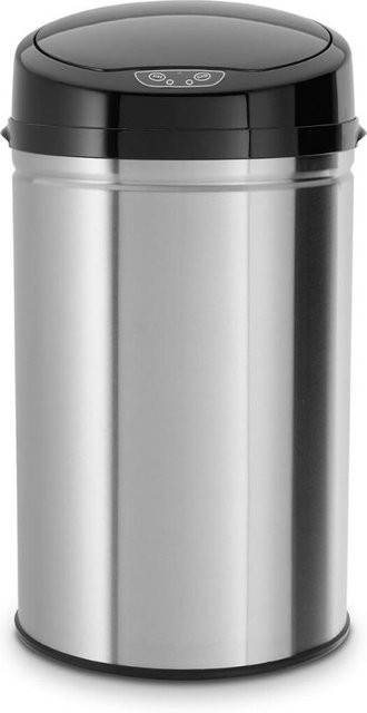 ECHTWERK Infrarot Abfalleimer mit Sensor, rund, schwarz/silber, Volumen: 30 l, Durchmesser: 30,5 cm, Höhe: 56,5 cm - Bild 1