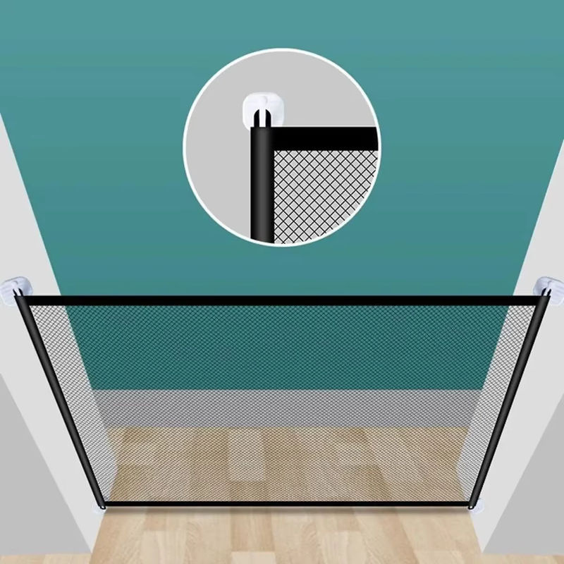 Sicherheitszaun für Haustiere und Babys mit Teleskopstange und Haken, Metall-Schutzgitter für Treppen und Eingänge, Schwarz, stanzfreie Montage - Bild 3