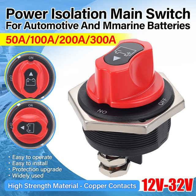 XIONGXIONG Universal Batterie Power-Off Schalter Knopfschalter für Autos, Yachten, Wohnmobile und LKWs, Farbe: Rot, 12V–32V - Bild 1
