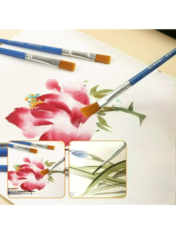 Emenne 50-teiliges Pinsel-Set aus Nylon für Gouache, Aquarell und Acryl in Gelb - Bild 4