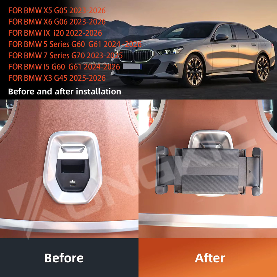 KUNGKIC 2er Set Multimedia-Rücksitzhalterung für iPad und Handy passend für BMW iX, i5, G60, G05, G06, G61, X3, X5, X6, 5er Serie, 7er Serie und 2025 G45 in Schwarz - Bild 3