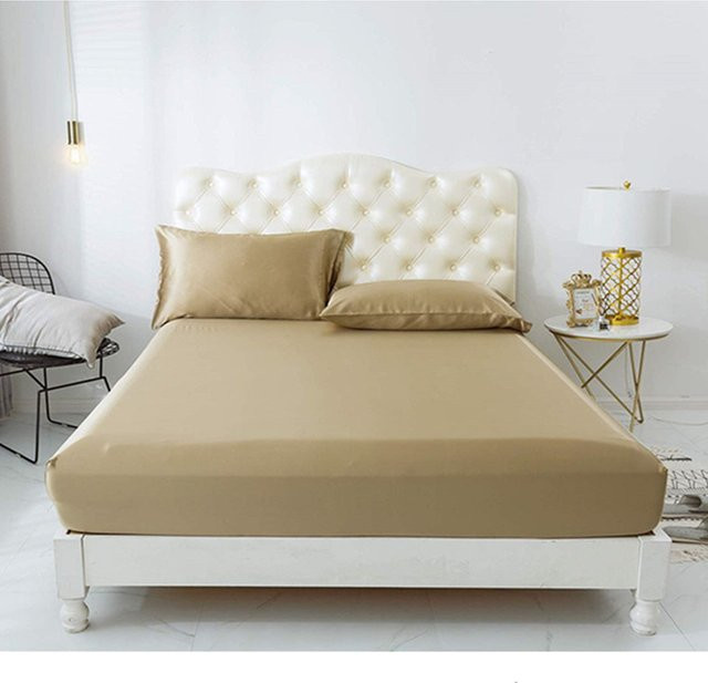 L&S Silk Store Spannbettlaken aus 100% Maulbeerseide in Grau, B/T: 100 x 200 cm, Tiefe: 25 cm - Bild 1