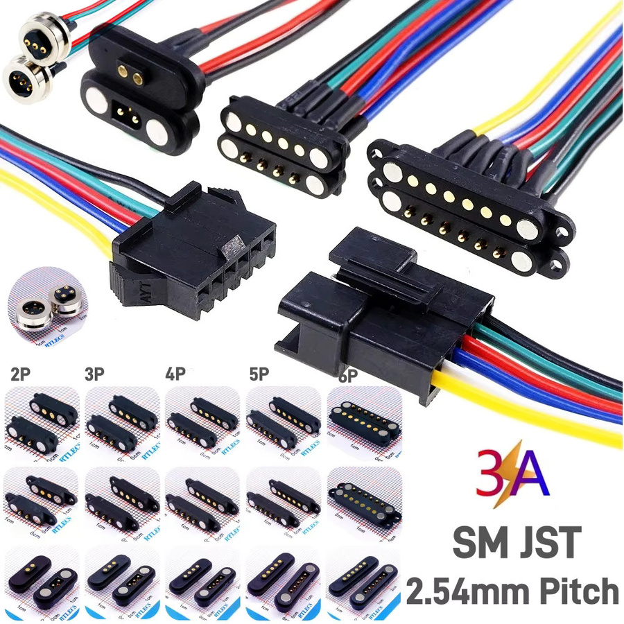 RTLECS Magnetisches Pogo Pin JST SM Verlängerungskabel Set mit 2A Stecker Männlich und Weiblich in Schwarz für LED Streifen und Lampen Treiber - Bild 5