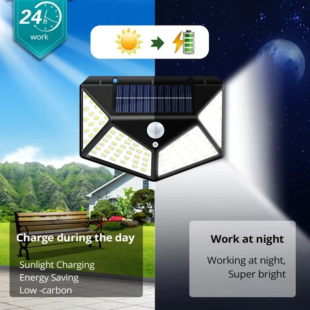 ESMARTER LED Solar Außenleuchte mit Bewegungssensor, wasserdichte Solar Wandlampe für Garten und Hof, Schwarz - Bild 1