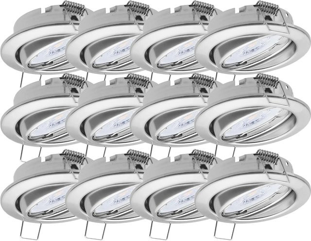 Oktaplex 12er Set Dijon Deckeneinbaustrahler in Chrom mit dimmbaren LED Modulen, Warmweiß, 4,8W, schwenkbar - Bild 1