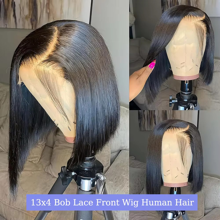 Happy Monday Bob-Echthaar Perücke, kurze Spitze-Frontal-Bob-Perücke, 30,5 cm - Bild 2