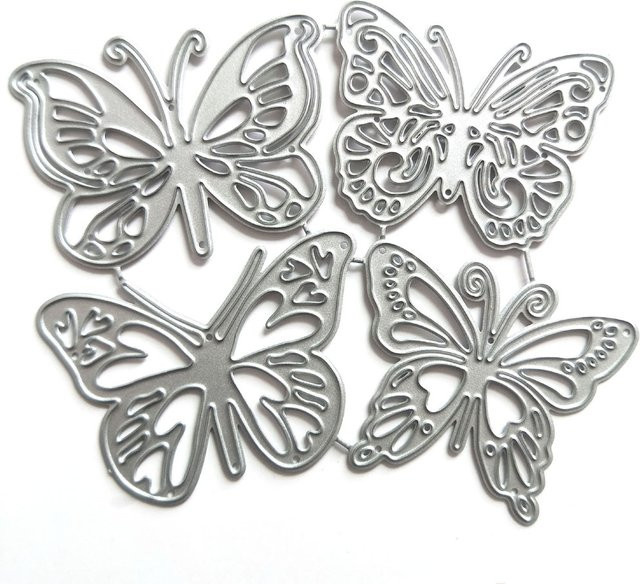 4 Stück Schmetterling Metall Schneidwerk in Silber für DIY Scrapbooking und Album Dekoration - Bild 1