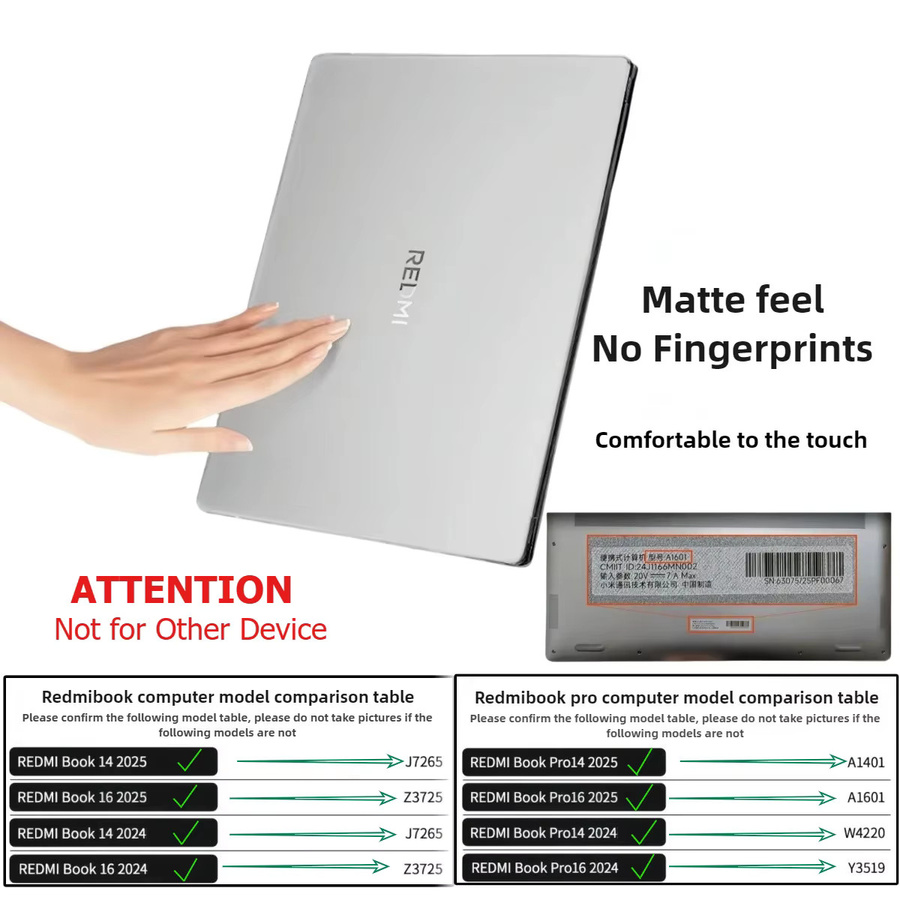 Matte Hartschalenhülle für Xiaomi Redmi Book Pro 14 und 16 (Modelle 2024/2025), transparente kratzfeste und stoßfeste Schutzabdeckung - Bild 2