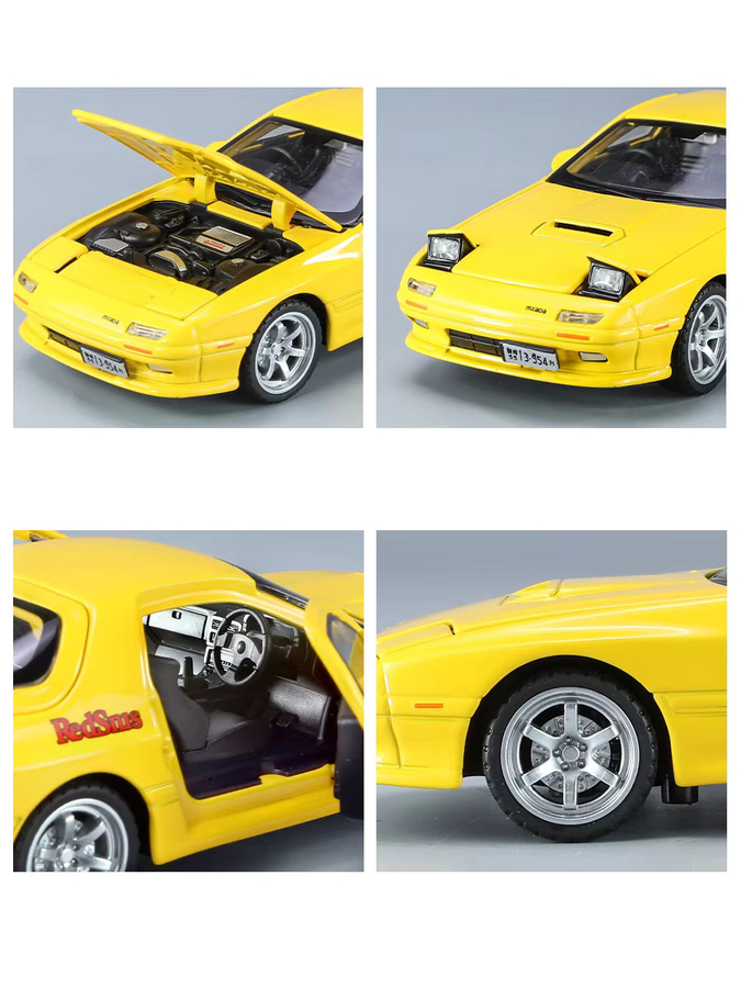 WELLY Initial D Mazda RX7, Miniatur-Druckguss-Spielzeugautomodell, 1:32, mit Licht und Ton - Bild 3