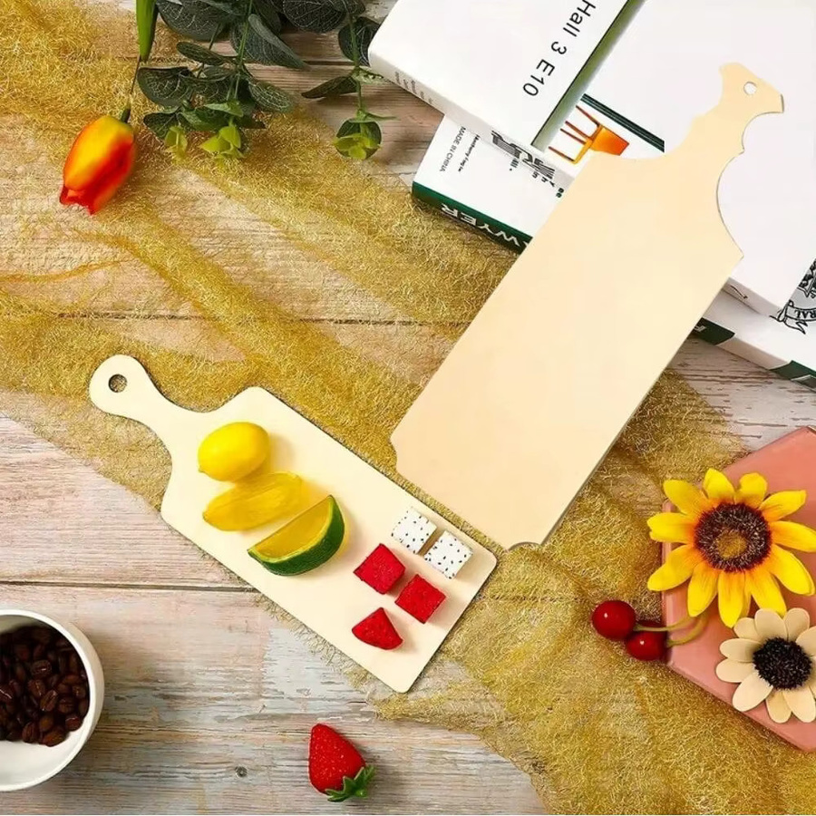 Mini-Schneidebrett aus Holz in Beige mit Griff, rechteckiges Charcuterie-Brett für die Küche - Bild 2