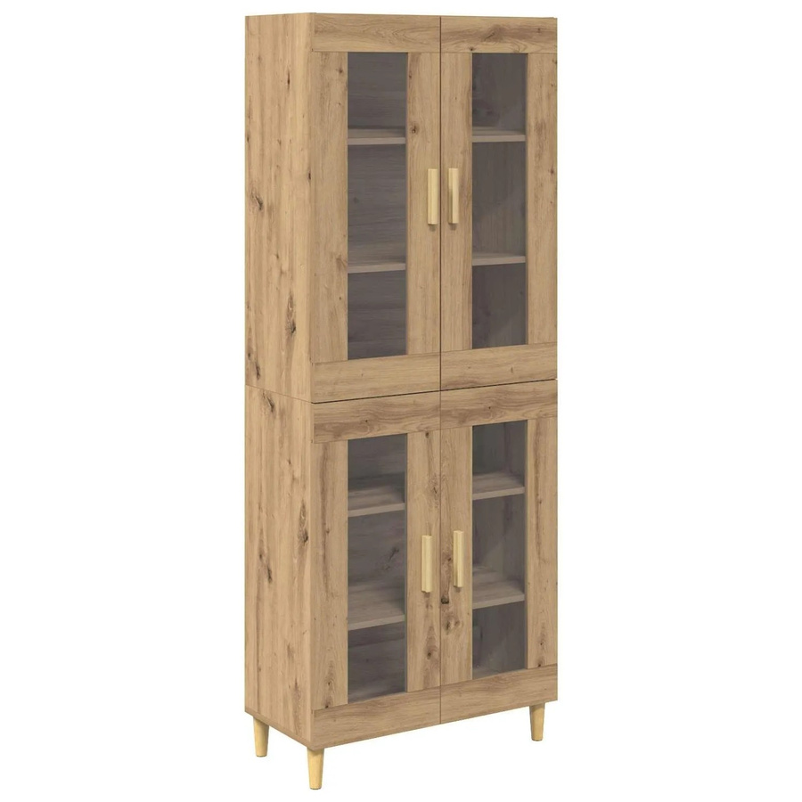 vidaXL Highboard Artisan-Eiche in Braun mit Glastüren und Regalen, B/T/H: 69,5 x 34 x 180 cm - Bild 2