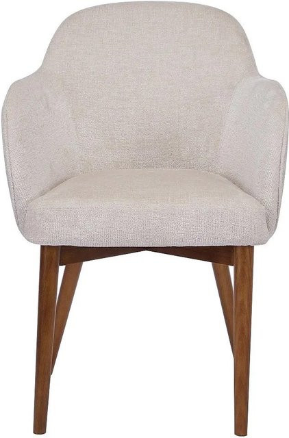 Vente-unique Stuhl Modinia in Creme mit Armlehnen aus Stoff und Gummibaumholz im skandinavischen Design, Breite: 58 cm, Tiefe: 60 cm, Höhe: 84 cm - Bild 1