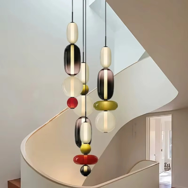 TAONUANSHU Wabi-Sabi LED Pendelleuchte im Candy Glass Design, mehrfarbig, für Wohnzimmer und Schlafzimmer - Bild 2