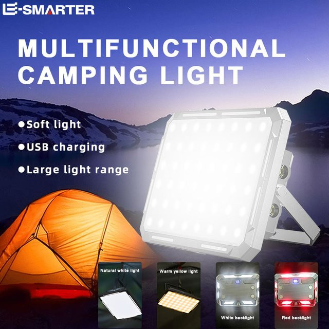 ESMARTER Tragbare LED Camping Zelt Lampe, wiederaufladbarer Suchscheinwerfer für Outdoor und Notbeleuchtung, wasserdicht, Schwarz/Weiß - Bild 1