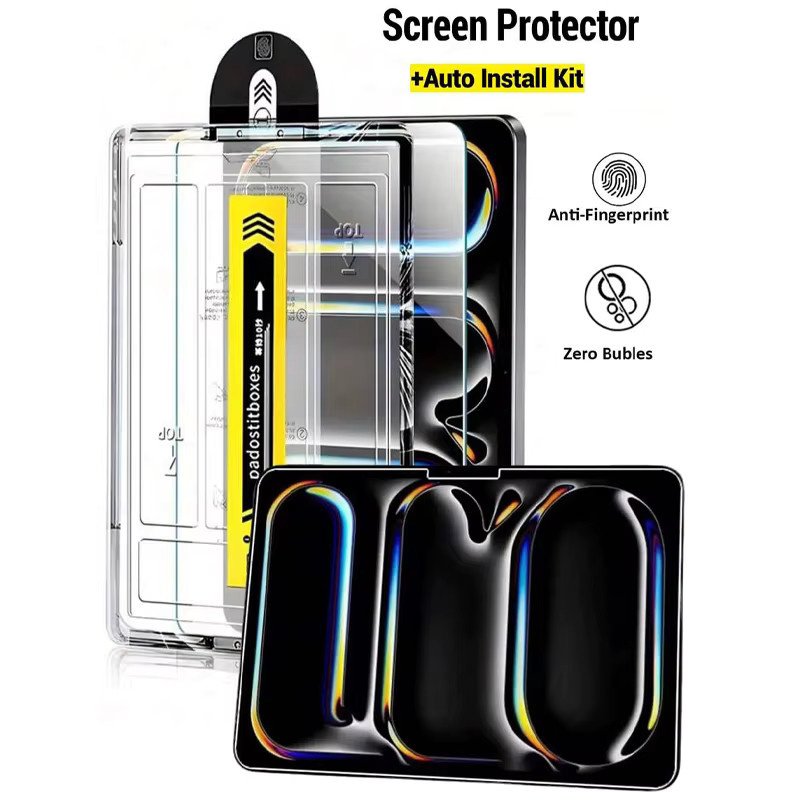 HD Displayschutz aus gehärtetem Glas für Apple iPad Pro 13, 11, Air M4, M3, M2, Mini 7 8.3 und iPad 10. Generation, transparent, kratzfest - Bild 3