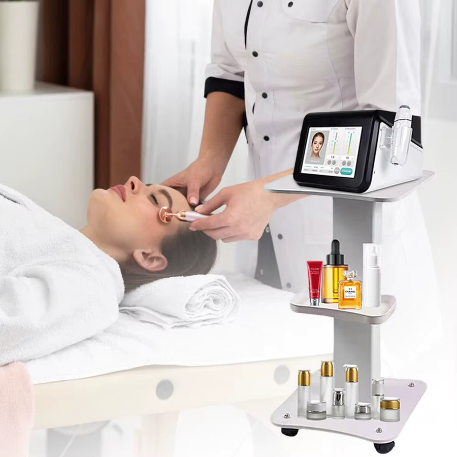 HGTUGO 3-stöckiger Salon-Trolley in Weiß, moderner Arbeitswagen für Kosmetikstudios und Friseure mit geräuschlosen 360° Rollen und einer maximalen Belastbarkeit von 40 kg - Bild 3