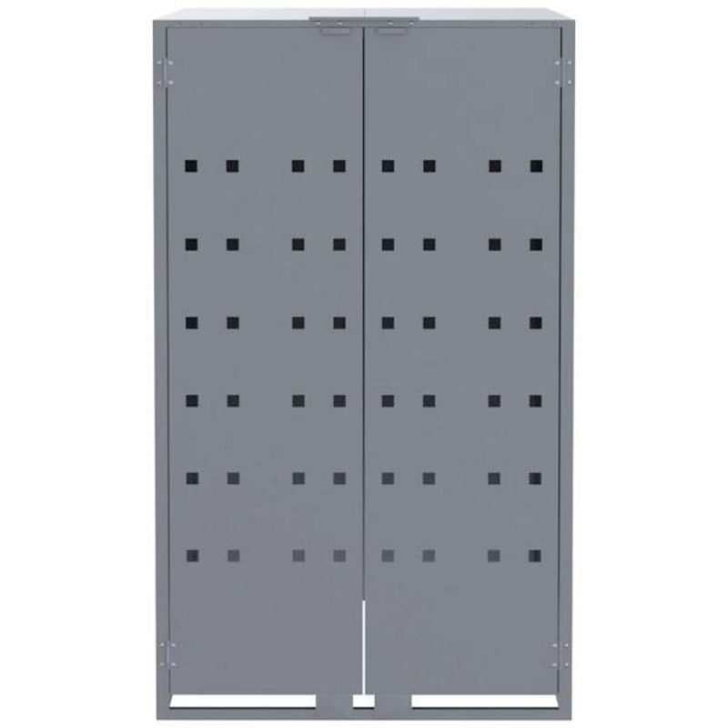vidaXL Mülltonnenbox für 2 Tonnen aus Stahl in Grau, B/T/H: 138 x 79 x 117 cm - Bild 2
