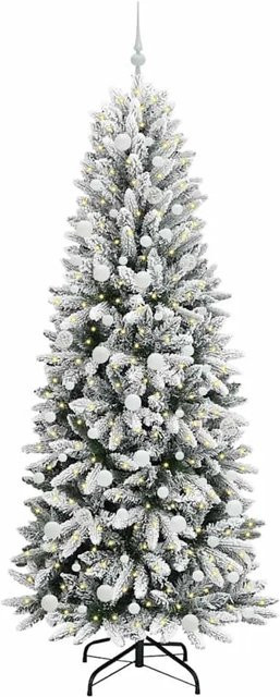 vidaXL Künstlicher Weihnachtsbaum in Grün mit 300 warmweißen LEDs, höhenverstellbar, B/T/H: 78 x 78 x 210 cm - Bild 1