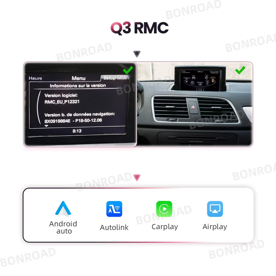 BONROAD Kabelloser CarPlay und Android Auto Interface Adapter für Audi A1 Q3 2012-2018 mit AirPlay Mirror Link in Schwarz - Bild 6