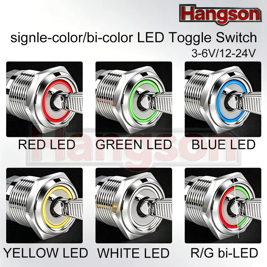 Beleuchteter Metall-LED-Kippschalter 16mm SPDT Ein/Aus verriegelnd in Silber/Weiß für Auto LKW Boot und Offroad-Fahrzeuge - Bild 3