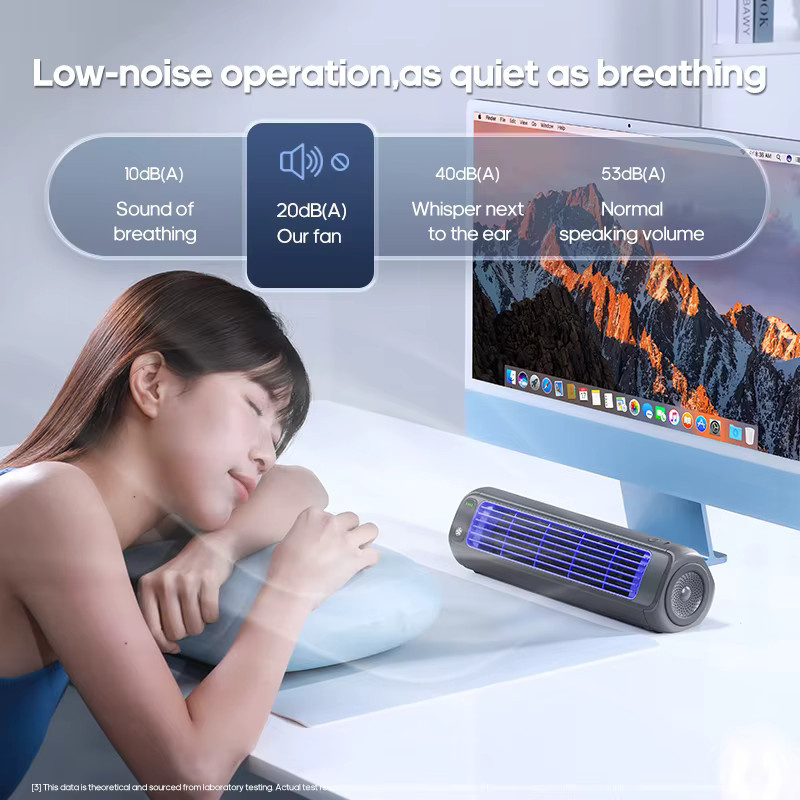KINSCOTER Tragbarer Turmventilator mit 2000 mAh Akku, leiser Desktop- und Wandventilator mit 3 einstellbaren Geschwindigkeiten - Bild 4