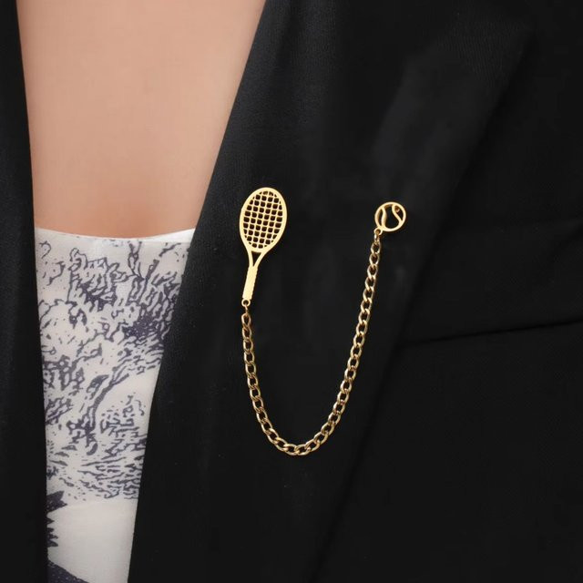 cazador Anstecknadel Tennisschläger, Edelstahl, Gold, Unisex - Bild 1