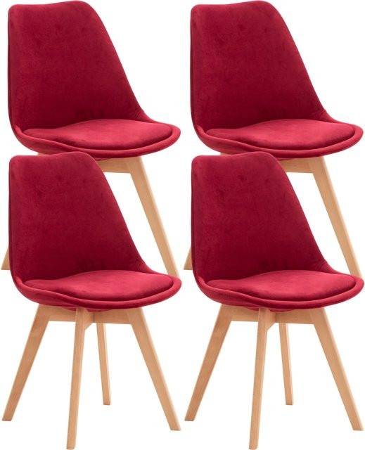 CLP Esszimmerstuhl 4er Set Linares gepolstert mit Buchenholzgestell im skandinavischen Design - Bild 1