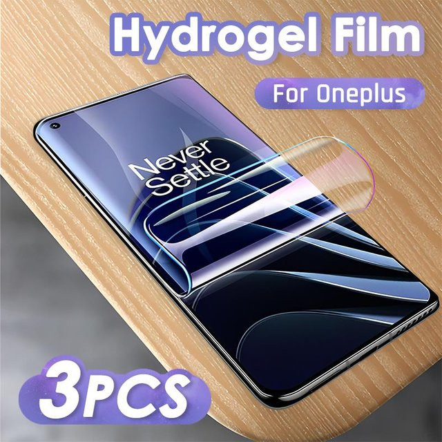 3er-Pack Hydrogel Displayfolie als Vollabdeckung für OnePlus 11 10 9 8 7 Pro 8t 7t 6t 9r Nord 2 in Transparent - Bild 1