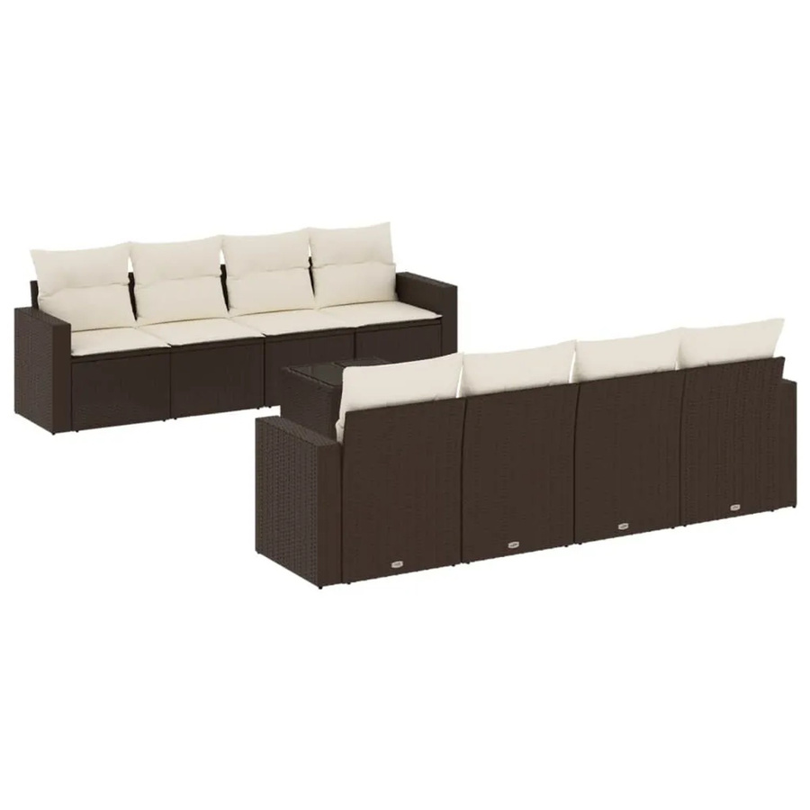 vidaXL 9-teilige Garten-Sofagarnitur aus Polyrattan in Braun mit Kissen und Stauraum - Bild 2
