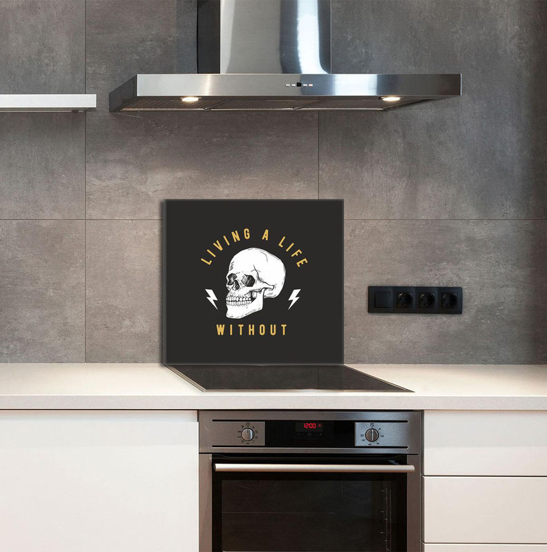 Modernes Küchenrückwand-Glaspaneel Crâne in Schwarz, rechteckig, B: 65 cm, H: 60 cm - Bild 3