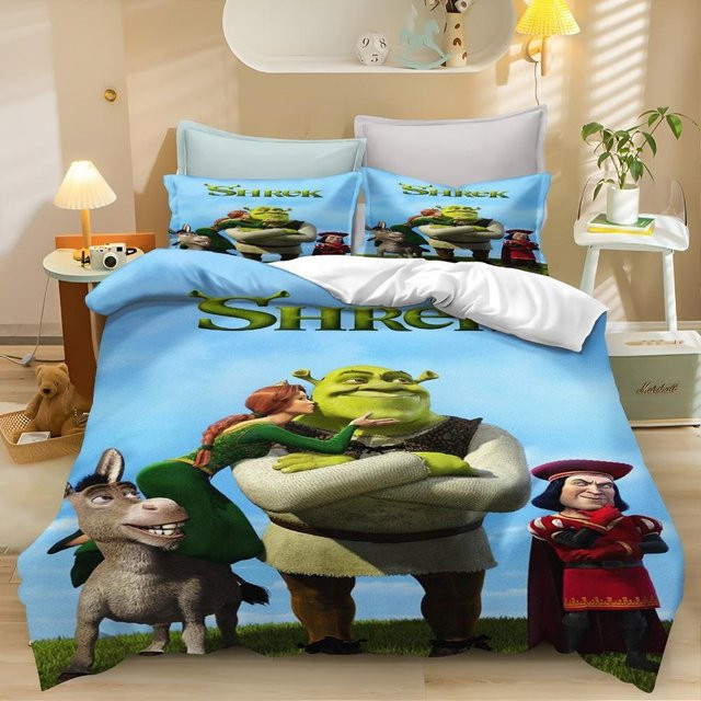 Shrek Bettwäsche Set mit Bettbezug und Kissenbezug in Blau für Kinder, Material Mikrofaser Polyester, Breite: 100 cm, Höhe: 150 cm - Bild 1