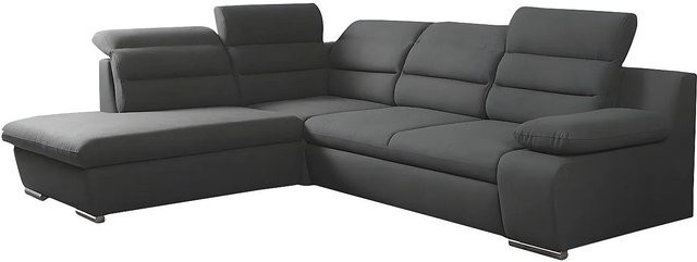 Vente-unique Schlafsofa Pylos in L-Form mit Schlaffunktion, Anthrazitgrau, Breite: 269 cm - Bild 1