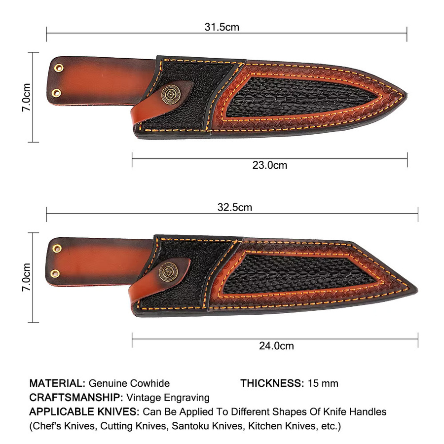 Xituo Premium-Messerscheide aus Leder in Braun, 20,3 cm Küchenmesser-Holster - Bild 2