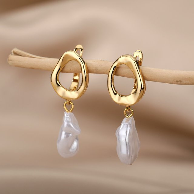 HPTOTMG Ohrringe, Edelstahl, Gold, Perle, Damen - Bild 1