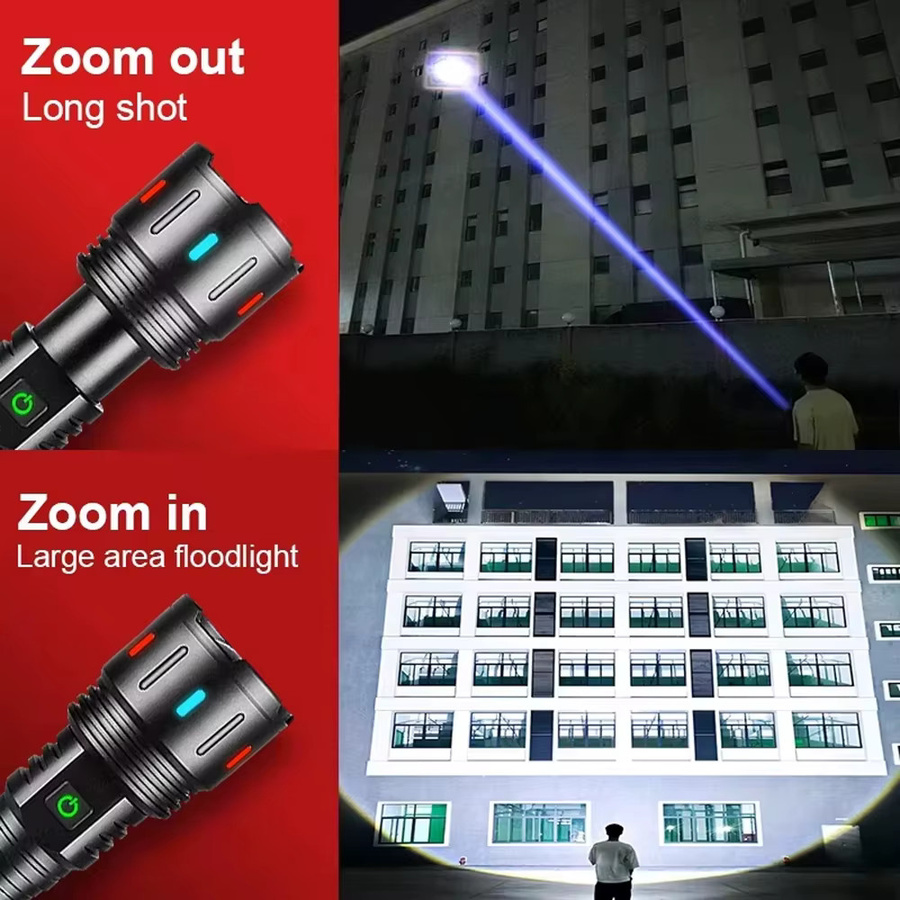 KENSUN Taktische LED-Taschenlampe in Schwarz mit USB-Ladefunktion und starkem Spotlight - Bild 3