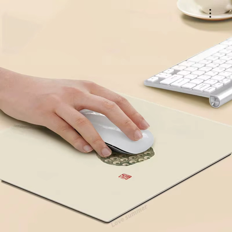 Mauspad im chinesischen Stil mit Retro-Tusche-Lotus und Blumenmuster für Laptop und Büro - Bild 1