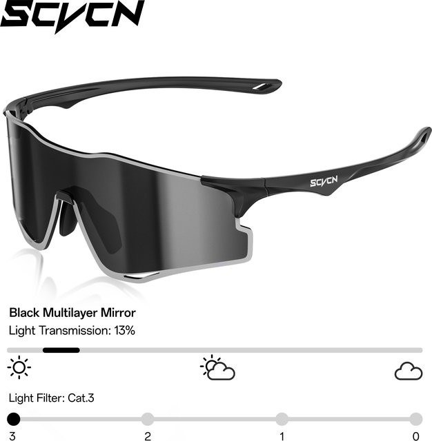 SCVCN Sportsonnenbrille, Photochromatisch, Vollrand, Rot, Unisex - Bild 1