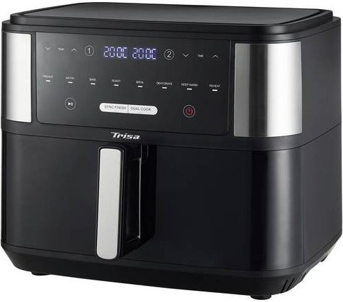 Trisa Crunchy Fry Pro Heißluft-Fritteuse Schwarz mit 10 l Volumen und 2400 W Leistung
