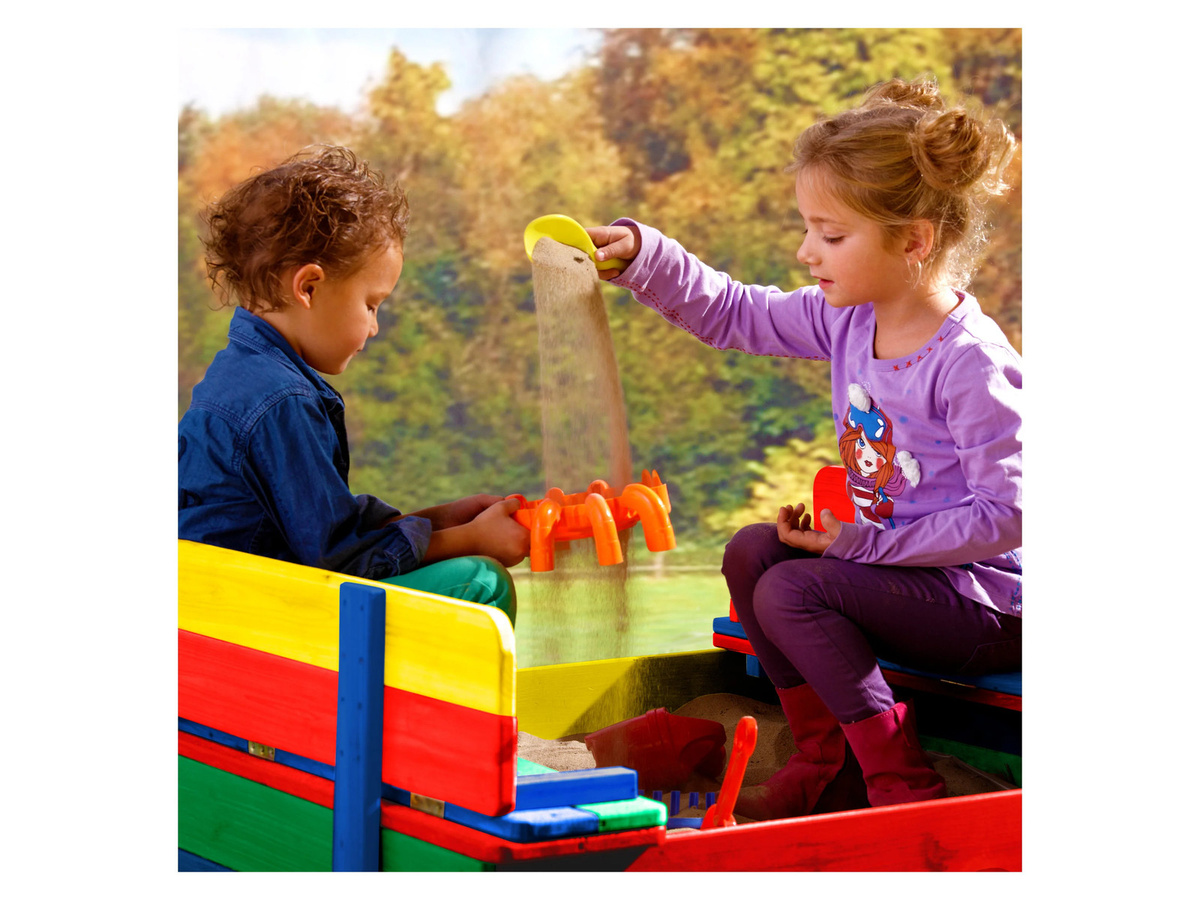 AXI Sandkasten Ella mit Sitzbank aus Hemlockholz in Regenbogenfarben, B/T/H: 100 x 95 x 20 cm - Bild 1