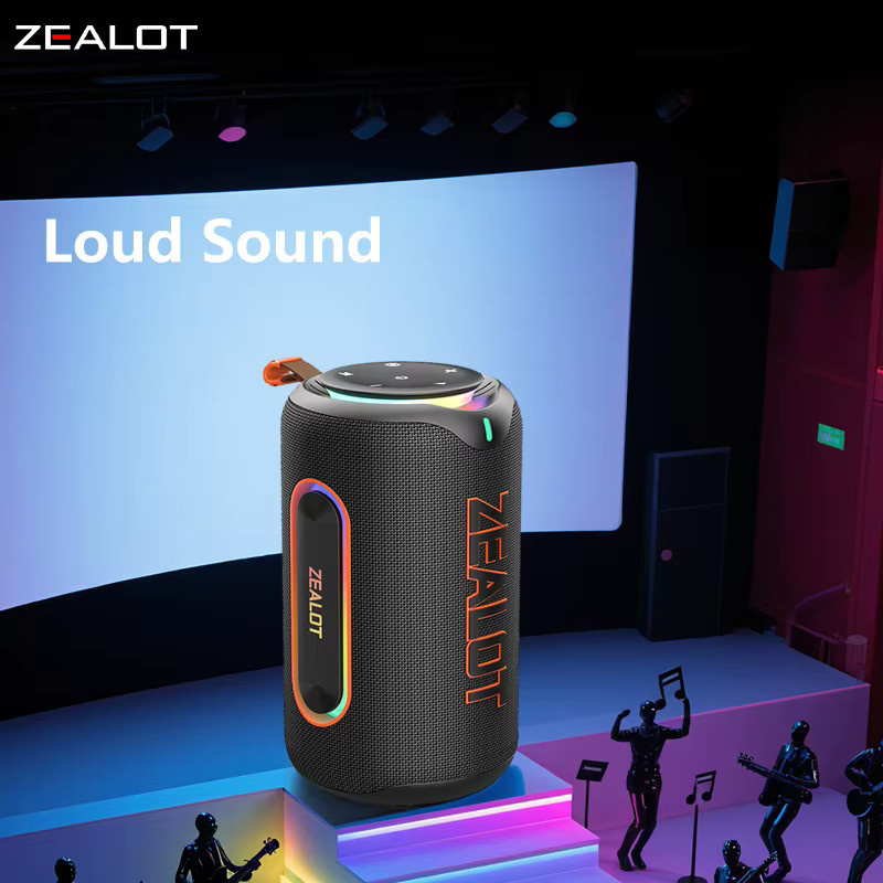ZEALOT MP1 Kabelloser Lautsprecher mit 60 W Leistung, RGB-Licht, IPX6 wasserdicht und 30 Stunden Spielzeit, Farbe: Schwarz - Bild 3