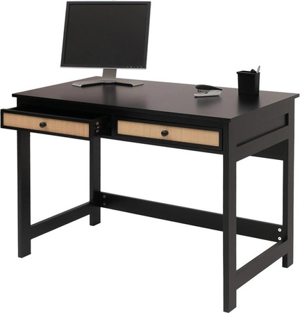 Schreibtisch MCW O36 in Schwarz mit Schublade, moderner Bürotisch aus Holz, B/T/H: 110 x 78 x 60 cm