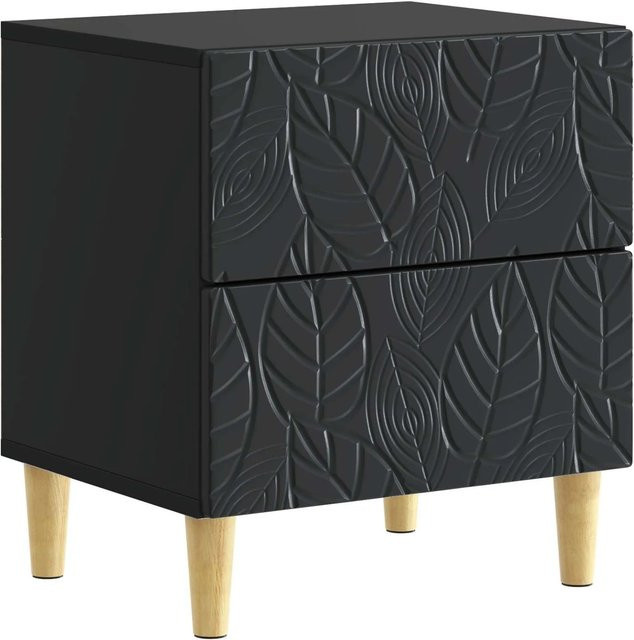 vidaXL Nachttisch modern in Schwarz aus Holzwerkstoff und Eukalyptus, B/T/H: 43 x 34,5 x 48 cm - Bild 1