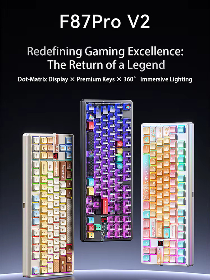 AULA F87 Pro V2 Gaming Mechanische Tastatur in Weiß mit RGB, Hot-Swap und Bluetooth/2.4G/USB-Verbindung - Bild 5