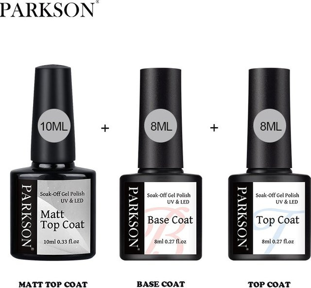 Parkson Matte Top Coat Gel Nagellack Kit, 2/3 Stück - Bild 1