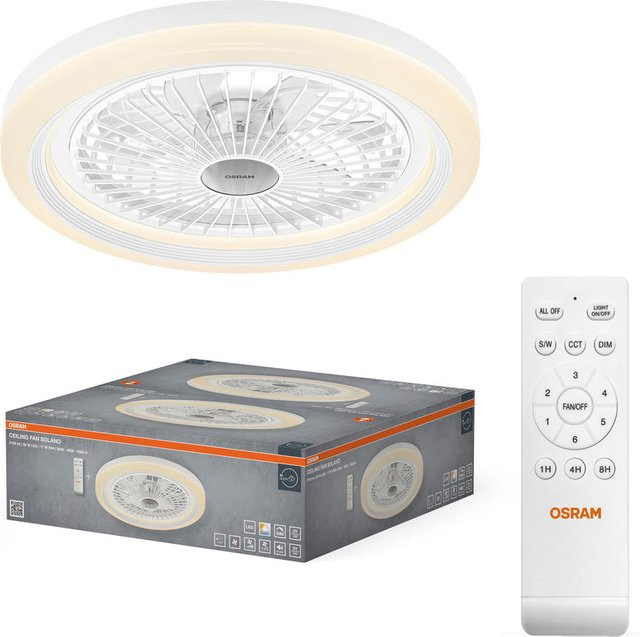 OSRAM LED Deckenventilator Solano in Weiß mit Fernbedienung, Dimmer und Timer, Durchmesser: 49 cm, 43W, CCT - Bild 1