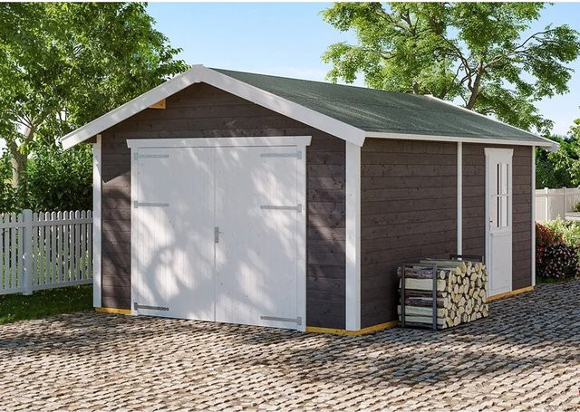 Holzgarage Varberg 1 von Skanholz in Schiefergrau, B/T: 370 x 525 cm - Bild 1